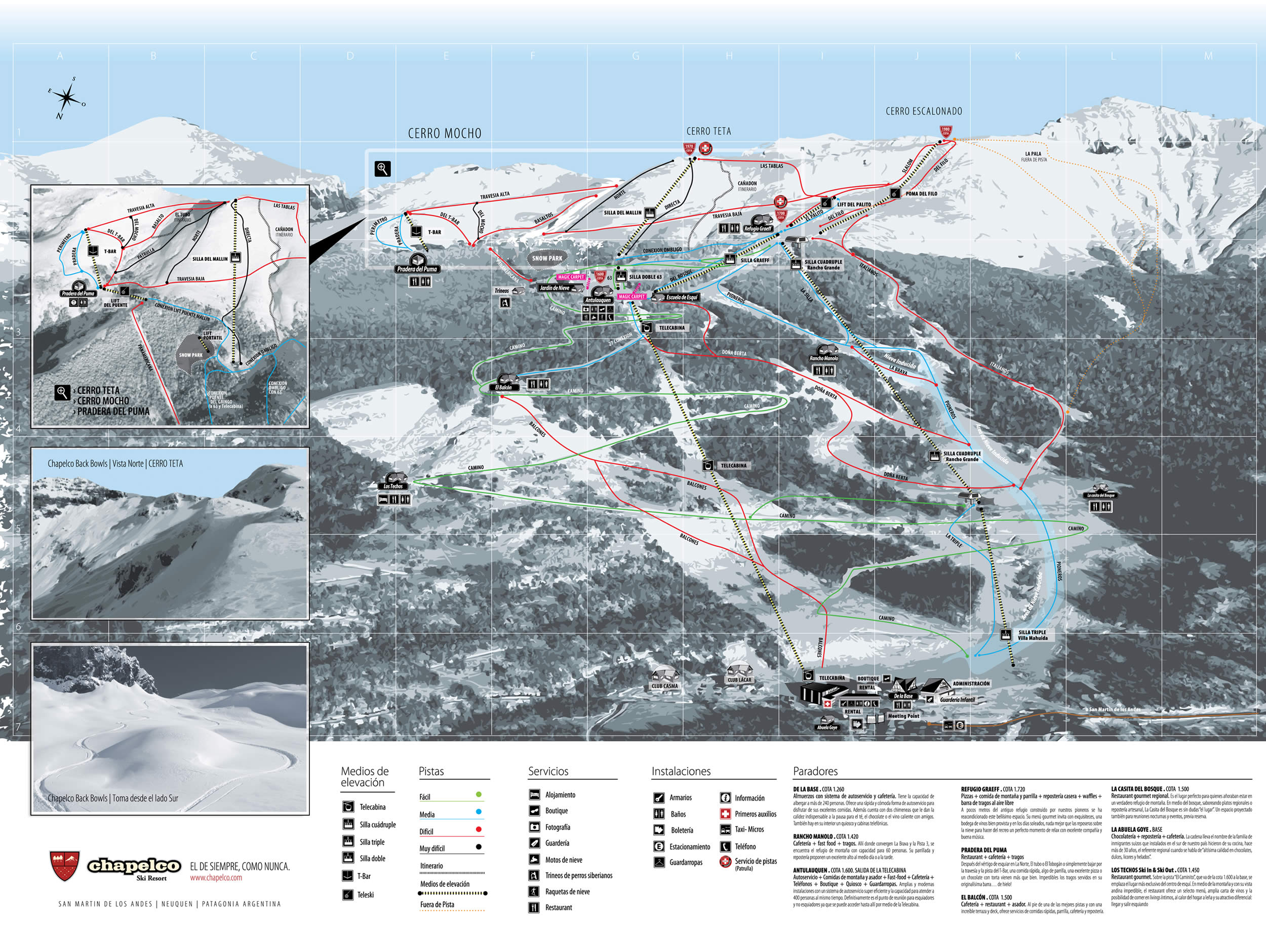 Mapa Pista Ski em chapelco 