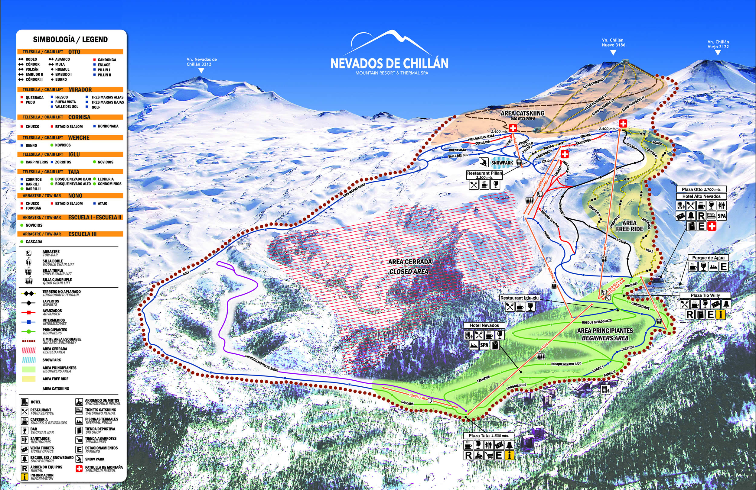 Mapa Pista Ski em Chillan