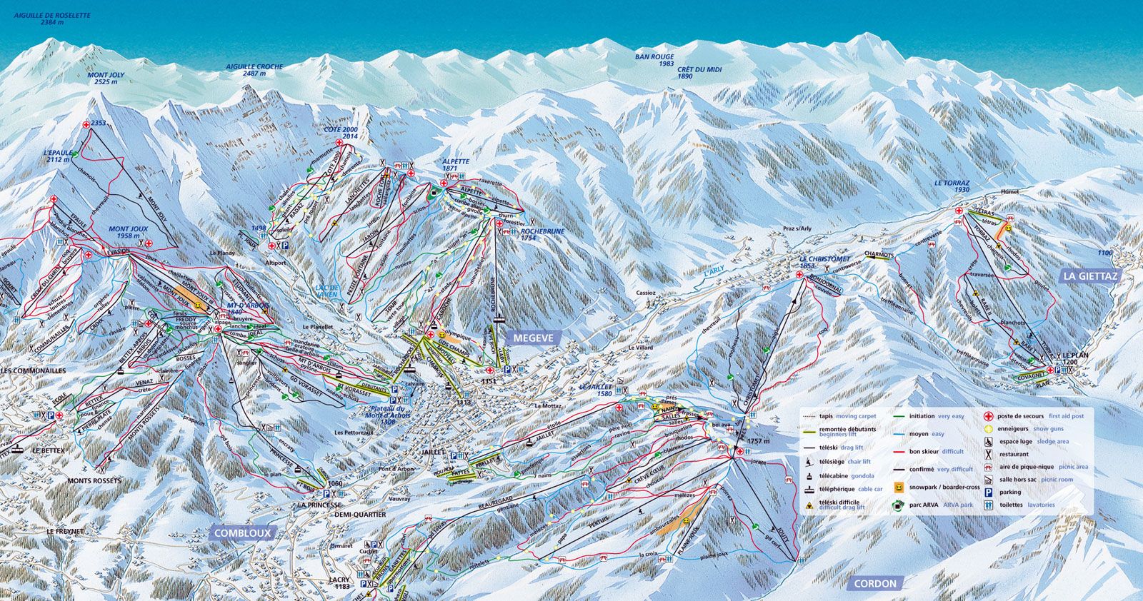 mapa pista ski em megeve